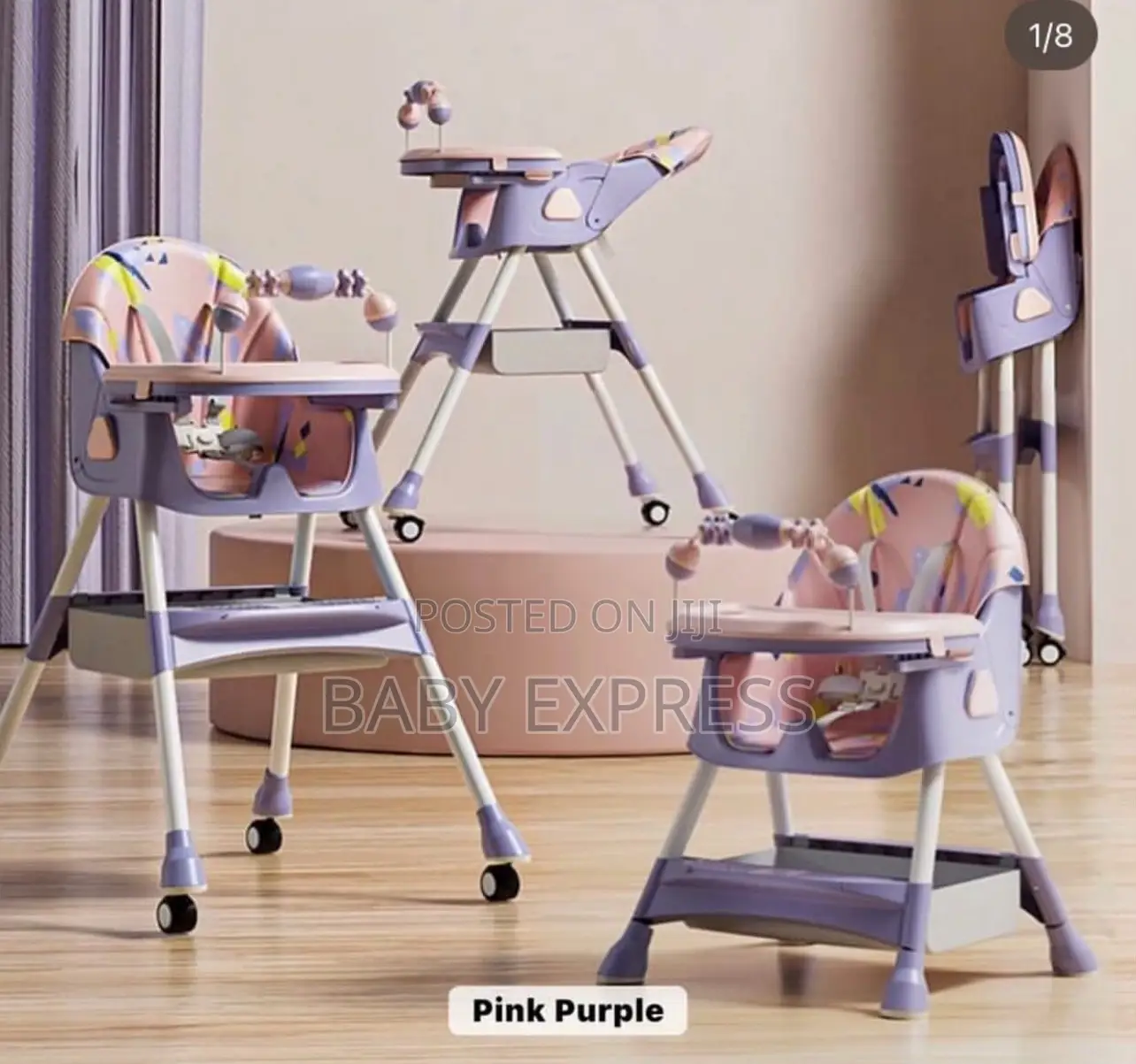 Multi-functional 4-in-1baby High Chair With Wheelfoldable Adjustable