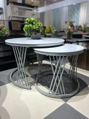 Modern 2-in-1 Black Marble Nesting Coffee Table Set