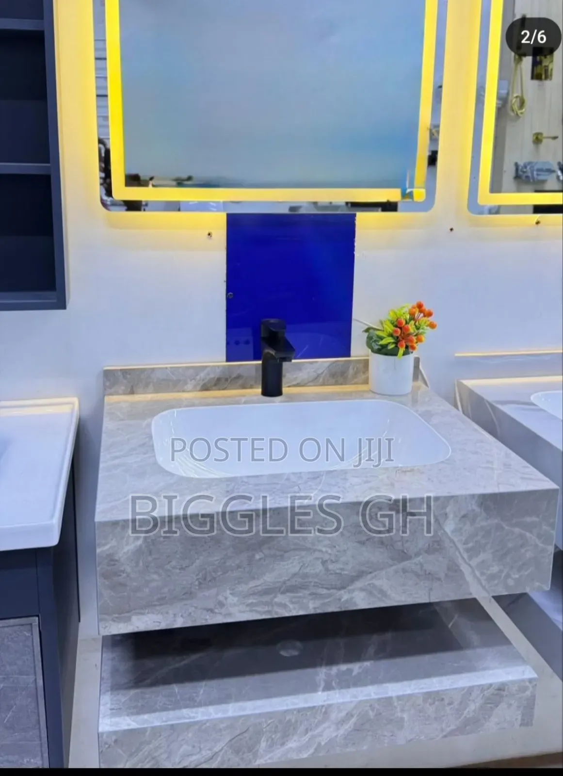 Marble Cabinet Basin With Led Mirror
