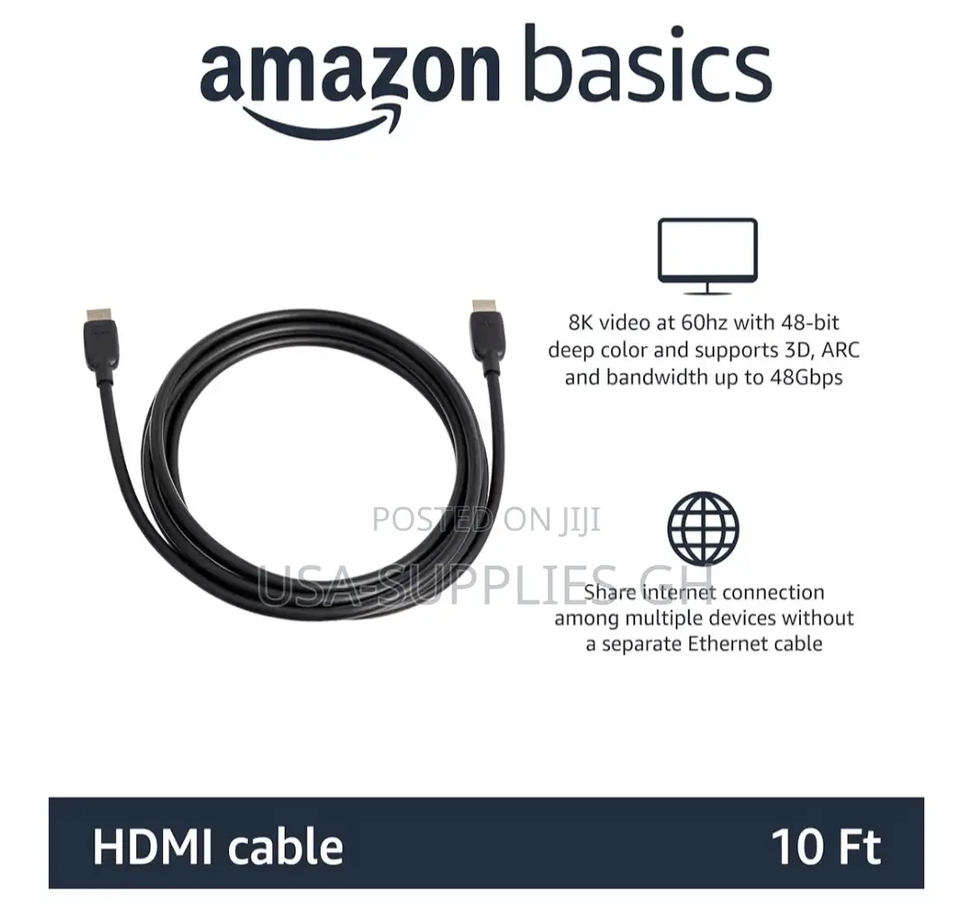 Amazon Basics 8k 10ft Ultra High Speed Hdmi To Hdmi Cable From Usa