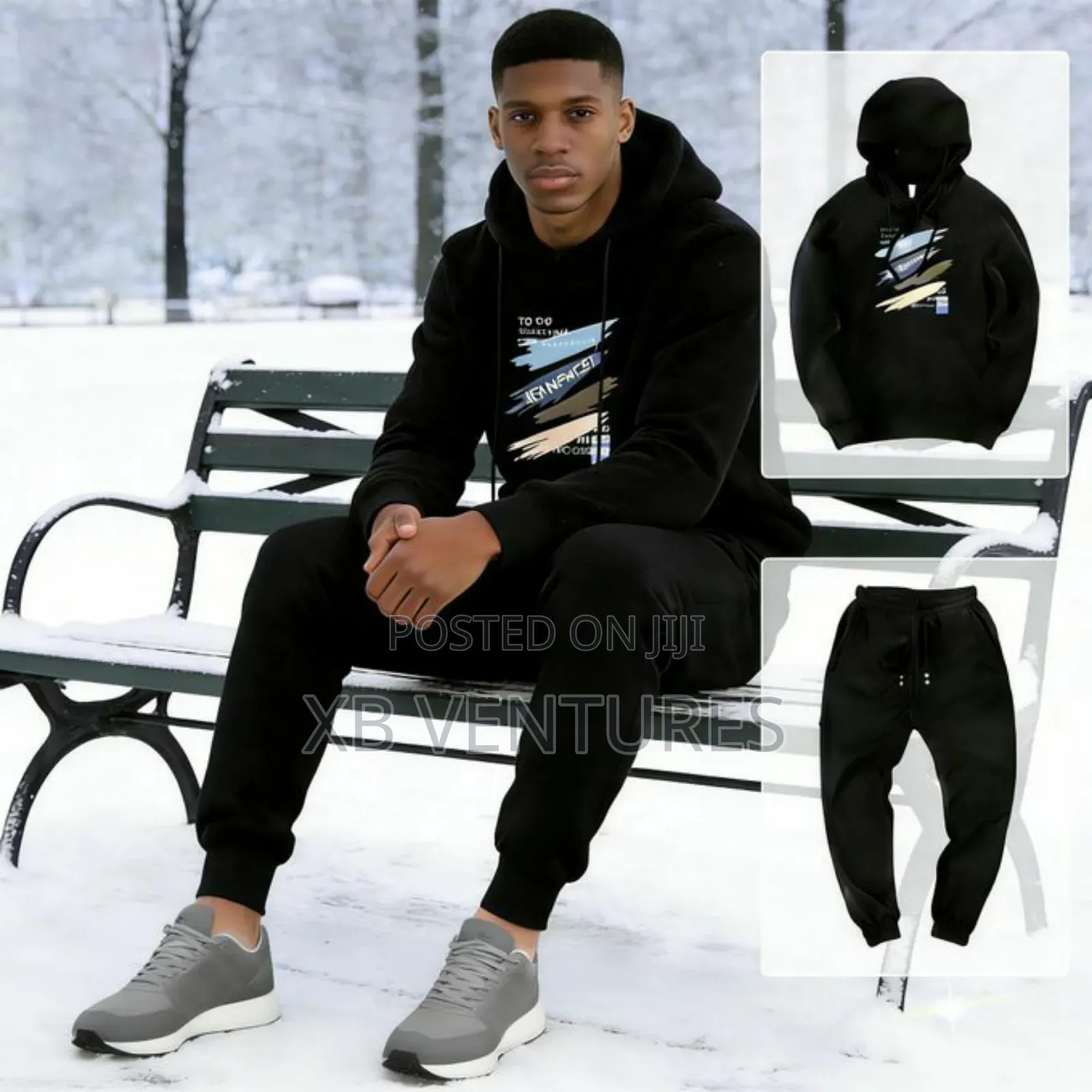 Hoodie With Patchwork Design, Long-Sleeved Suit Two-Piece Set