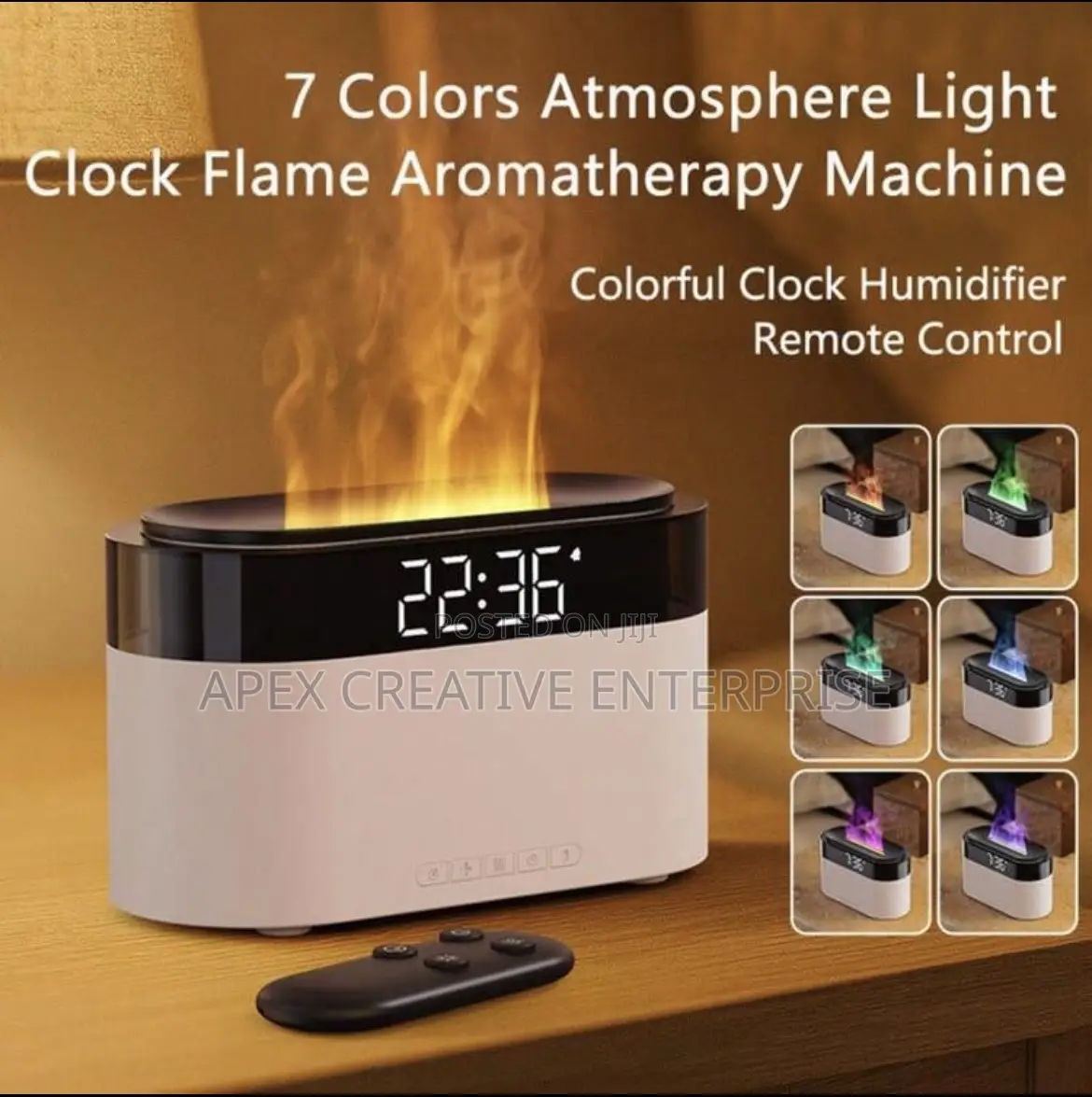 7 Colors Lighting Flame Aroma Diffuser With Digital Clock and Alarm