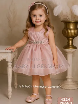 Peach Colored Premium Dress, Headband and Shoe Set