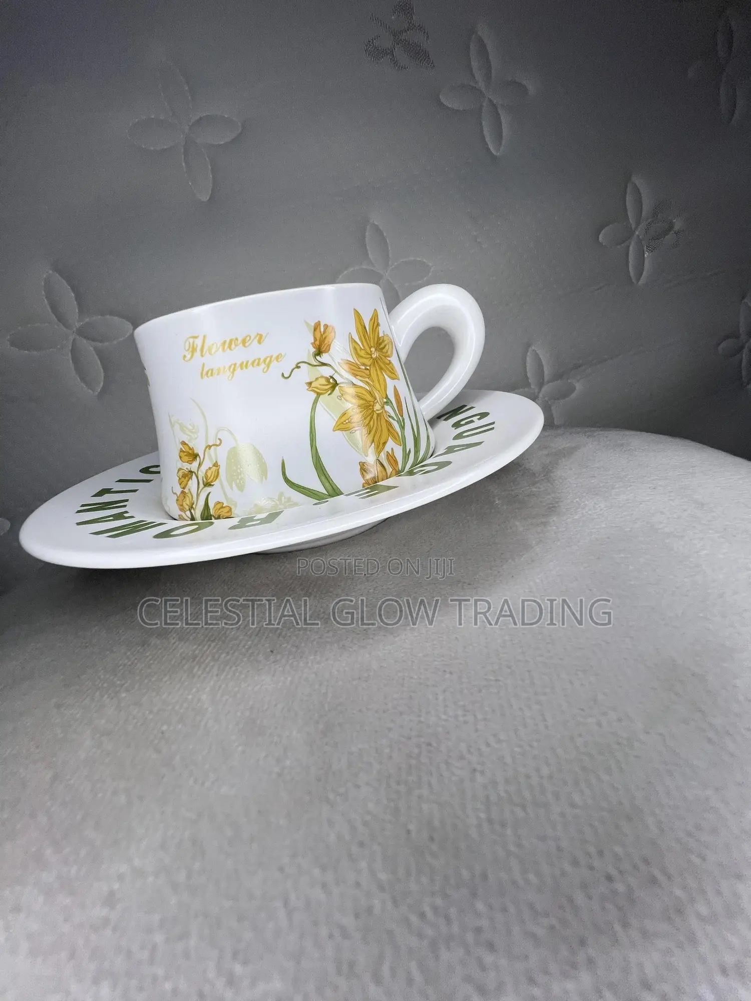 Elegant Ceramic Tea Cup and Saucer Floral Design