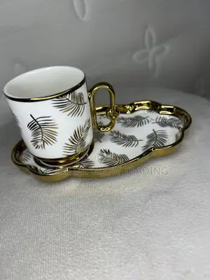 Luxury Ceramic Tea Set Gold Trim Leaf Design