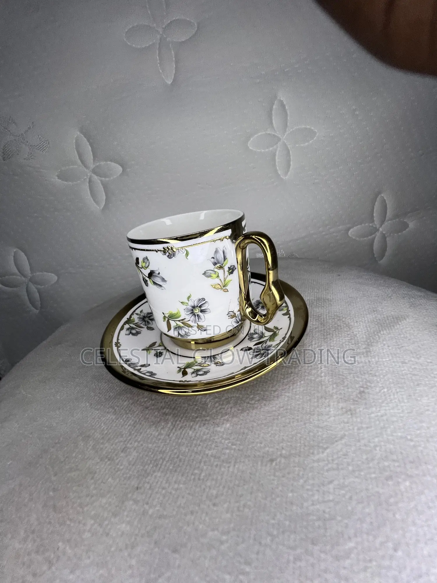 Luxury Ceramic Tea Set Gold Trim Leaf Design