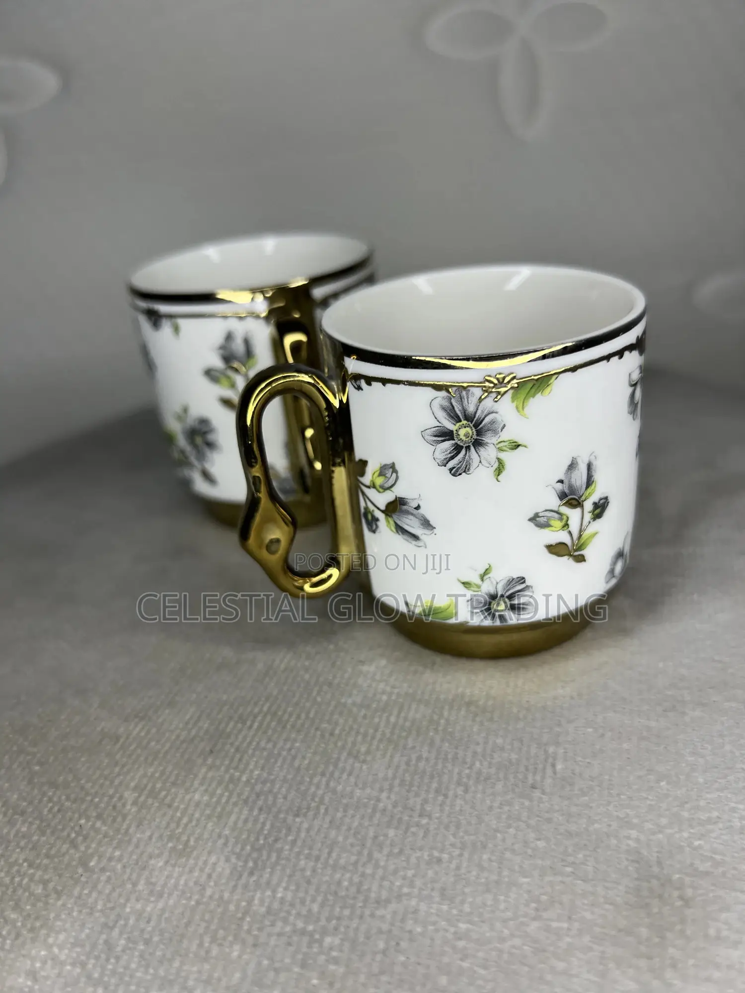 Luxury Ceramic Tea Set Gold Trim Leaf Design