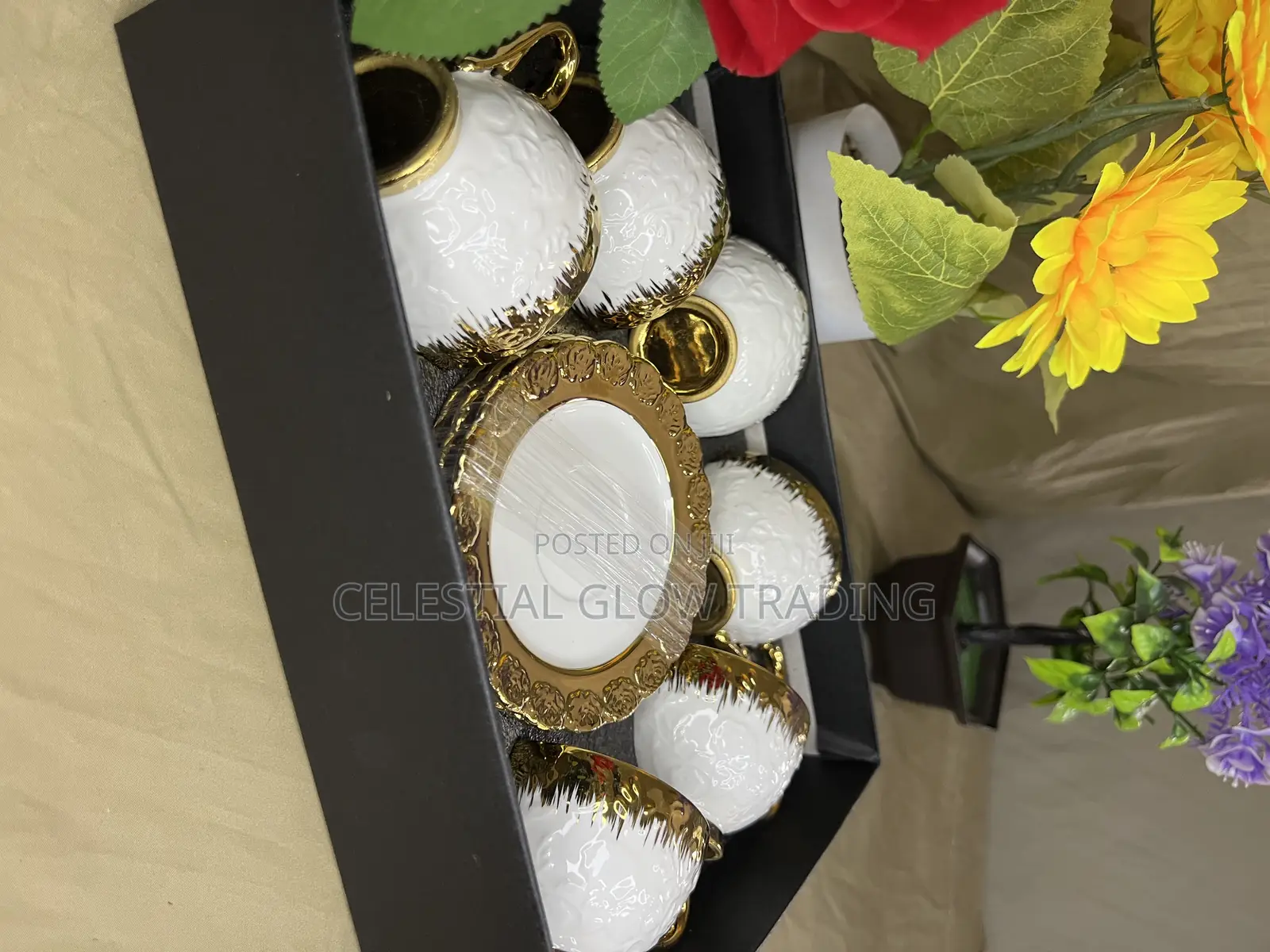 Royal Ceramic Tea Set Luxury Gold Design