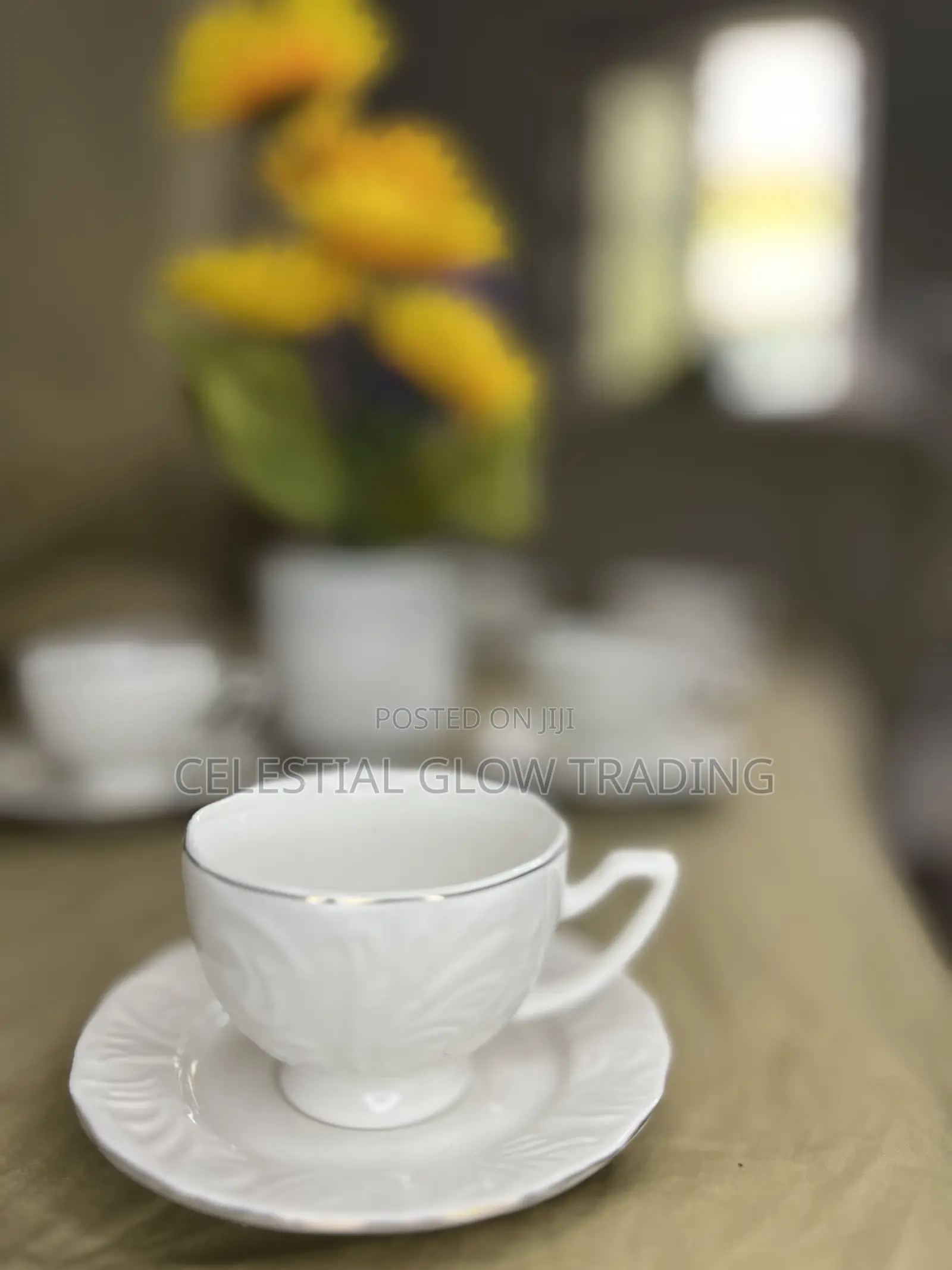 Elegant White Ceramic Tea Set With Gold Rim