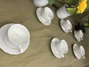 Elegant White Ceramic Tea Set With Gold Rim