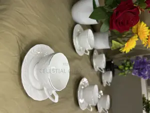 Elegant White Ceramic Tea Set With Gold Rim