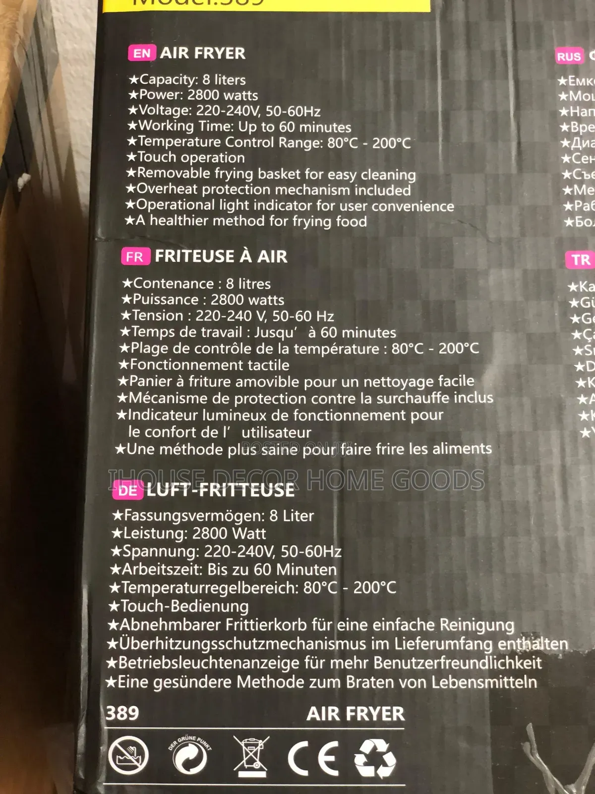 8litres Air Fryer