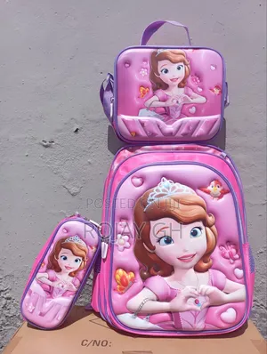 3 in 1 School Bag for Kid's (Backpack, Lunch Bag, Pencil Purse (Pink)