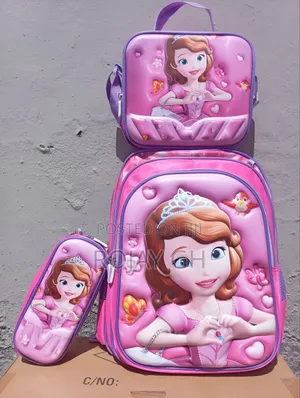 3 in 1 School Bag for Kid's (Backpack, Lunch Bag, Pencil Purse (Pink)