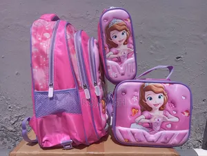 3 in 1 School Bag for Kid's (Backpack, Lunch Bag, Pencil Purse (Pink)
