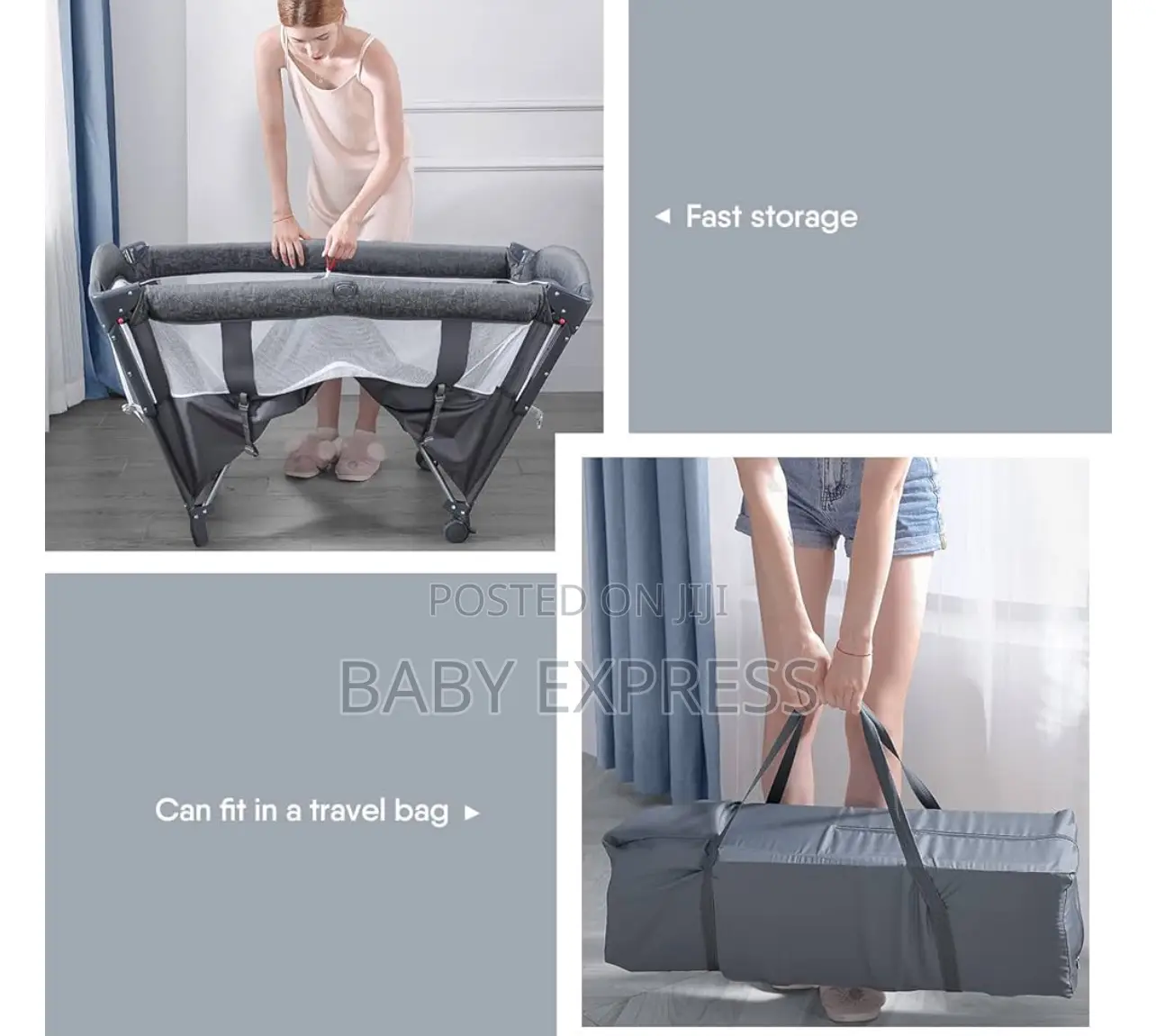 Foldable 4-in-1 Baby Playpen Bed With Changing Mat Rotating Rattles