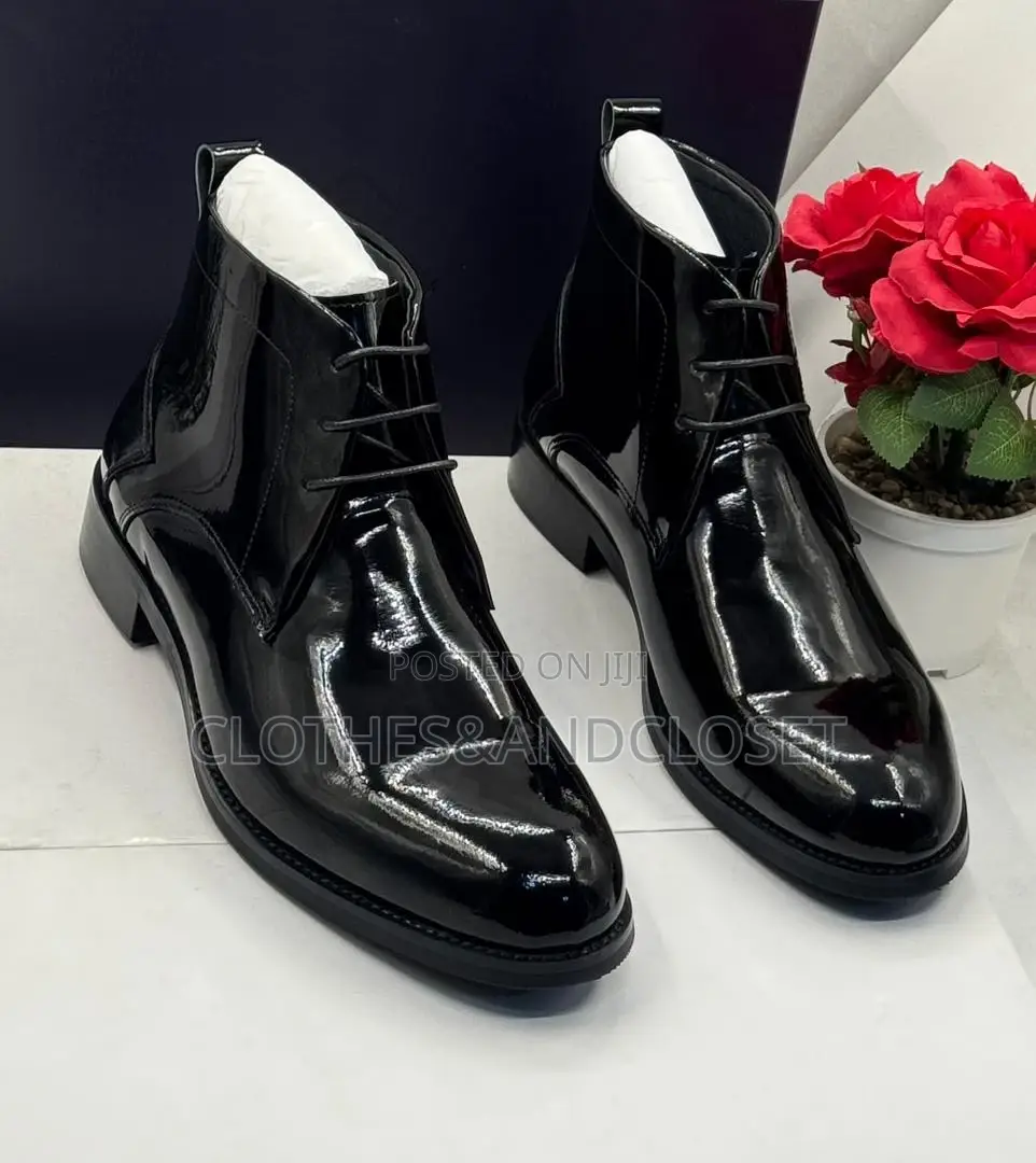 Black Patent Leather Ankle Boots