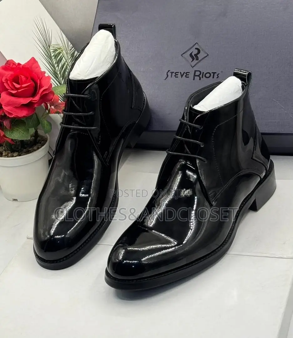 Black Patent Leather Ankle Boots