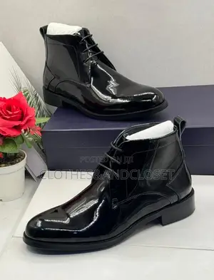 Black Patent Leather Ankle Boots