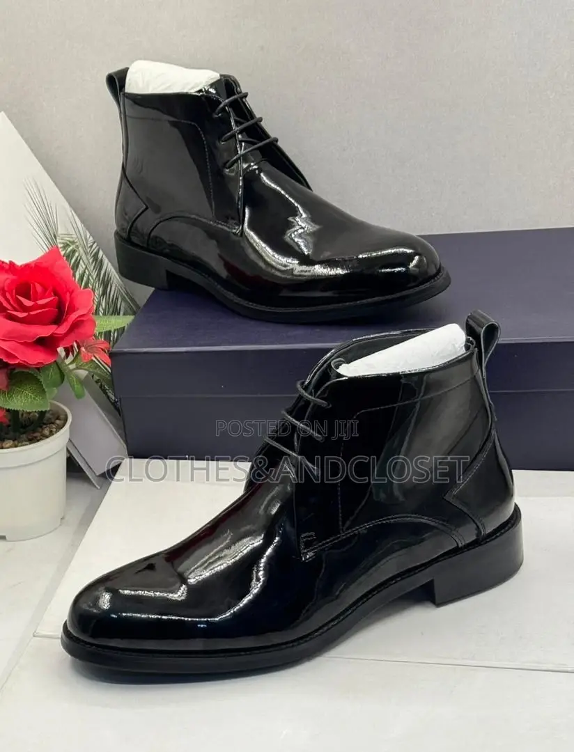 Black Patent Leather Ankle Boots