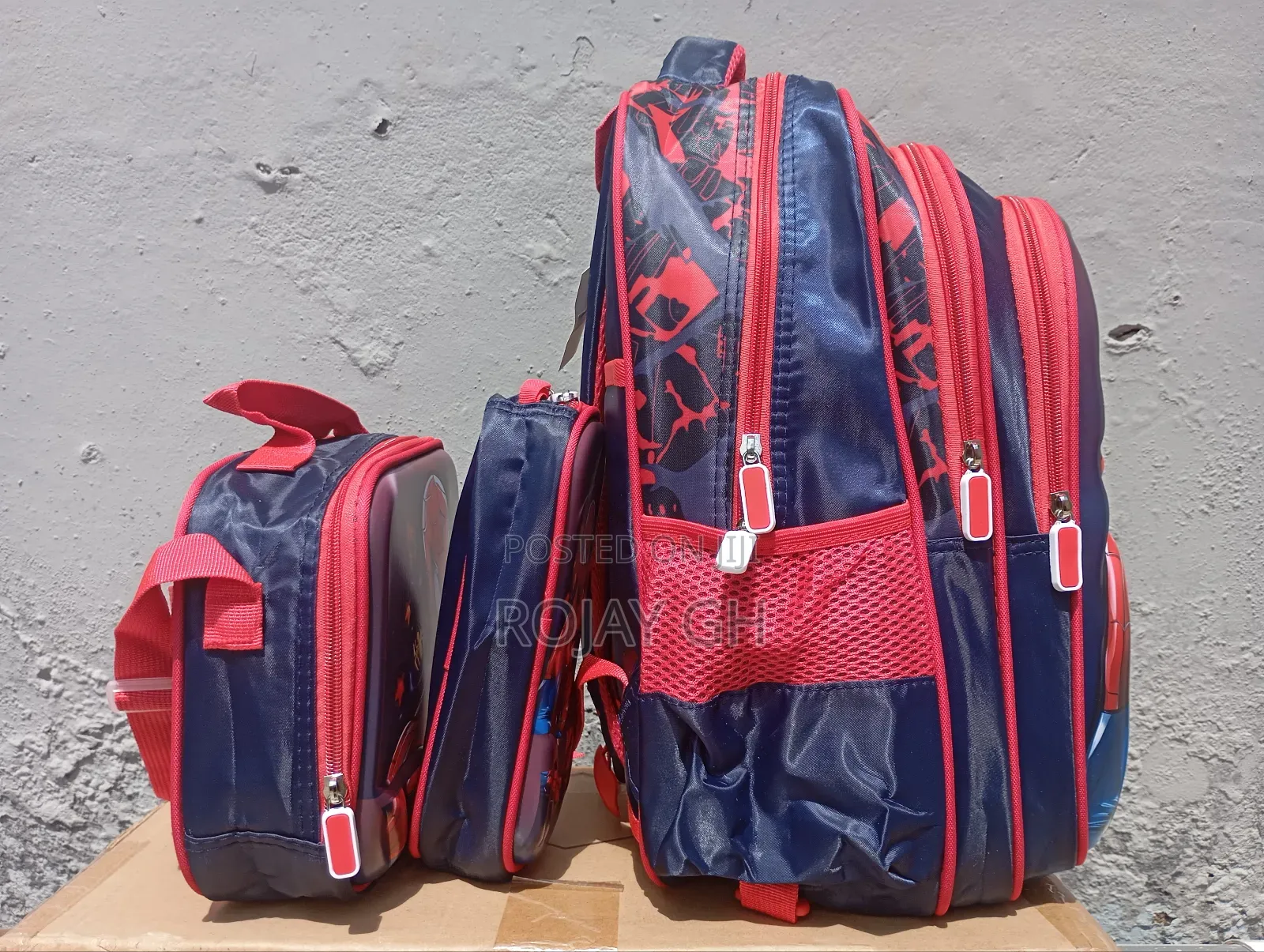 3 in 1 Cartooned School Bag for Kids - Red