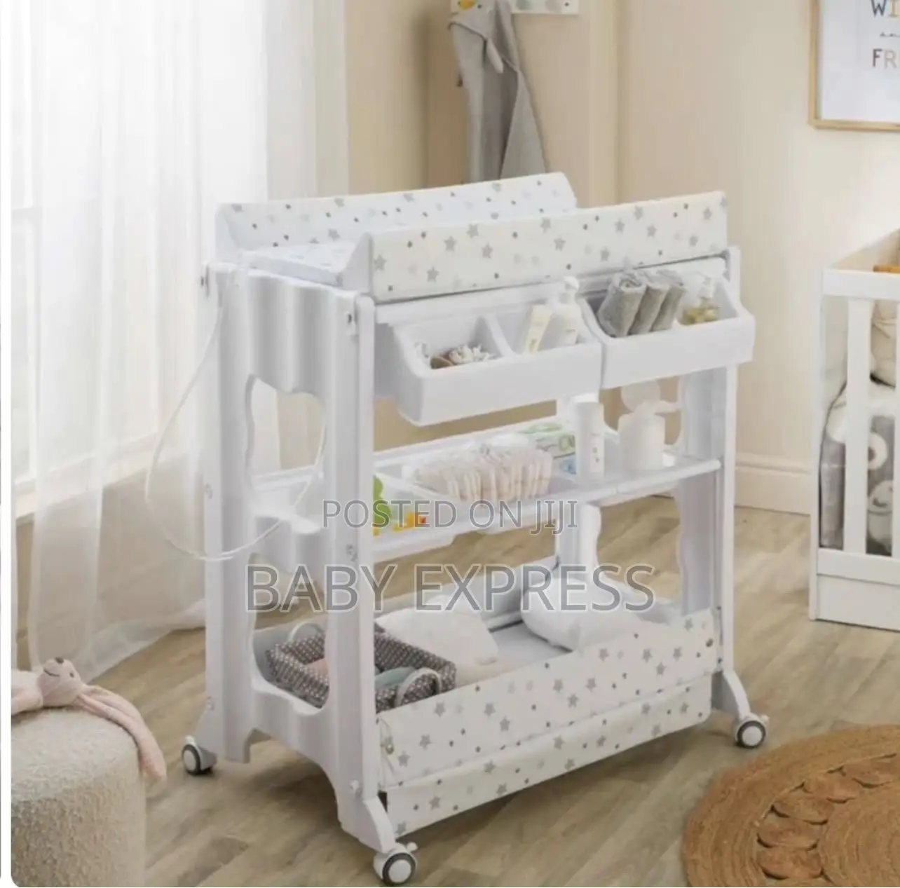 Multi-Purpose Baby Standing Bath Tub With Changing Pad Storage Rack