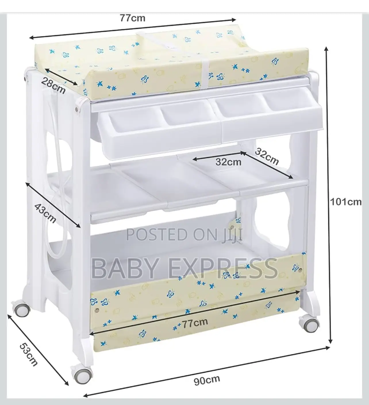 Multi-Purpose Baby Standing Bath Tub With Changing Pad Storage Rack