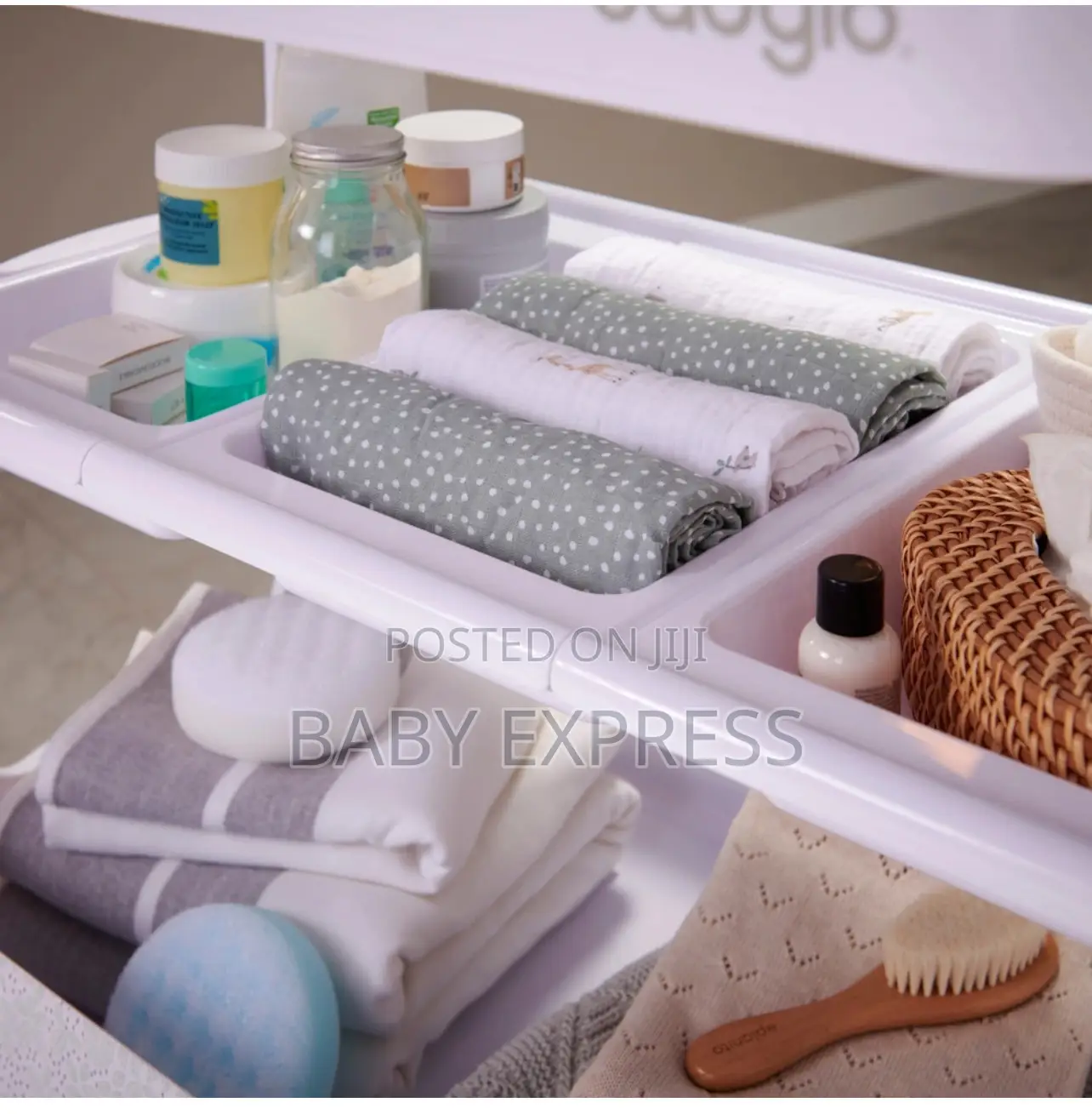 Multi-Purpose Baby Standing Bath Tub With Changing Pad Storage Rack