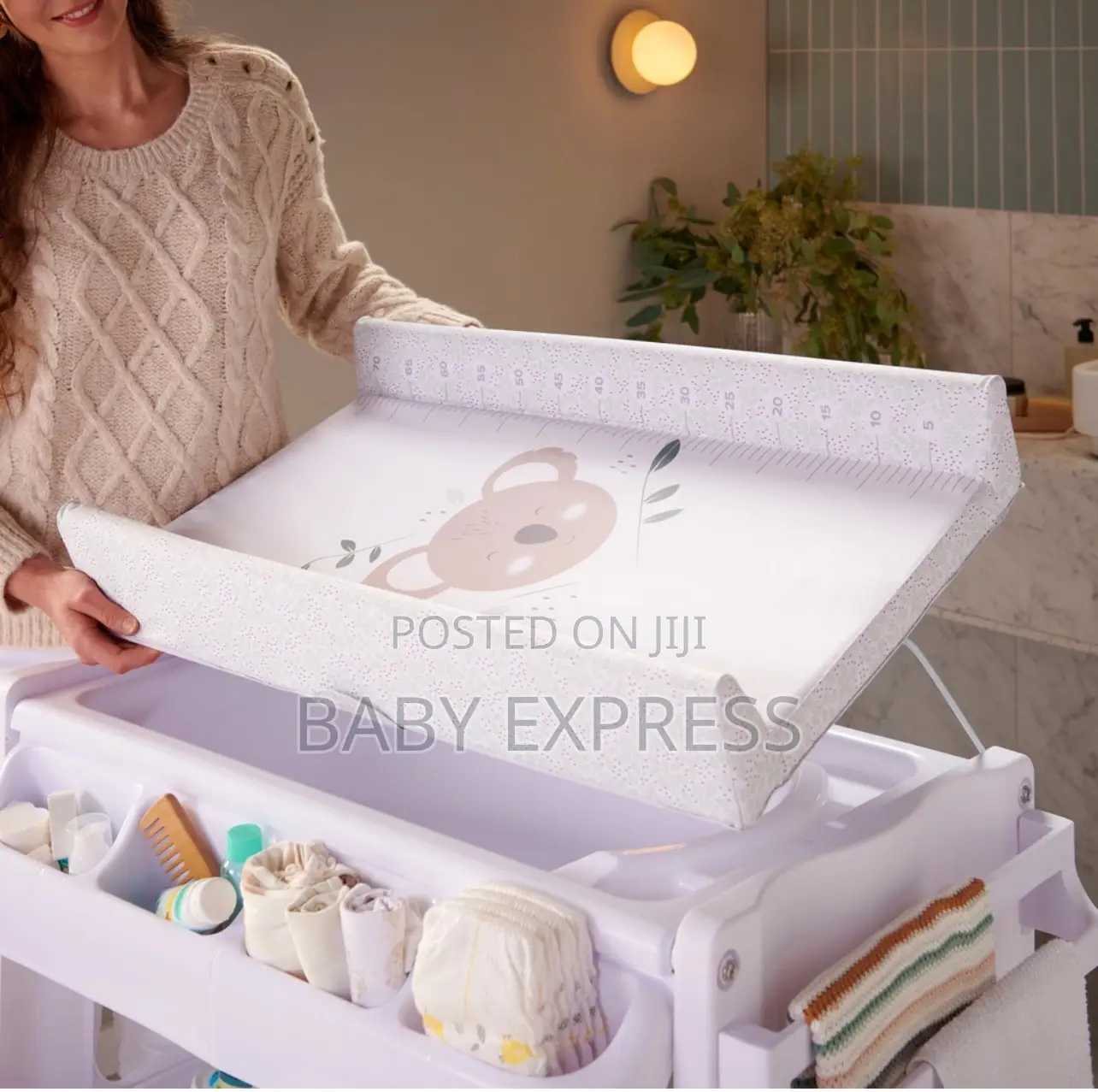 Multi-Purpose Baby Standing Bath Tub With Changing Pad Storage Rack
