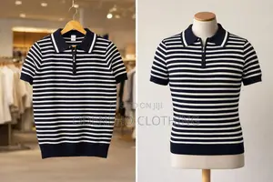 Black and White Knitted Polo