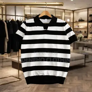 Black and White Knitted Polo