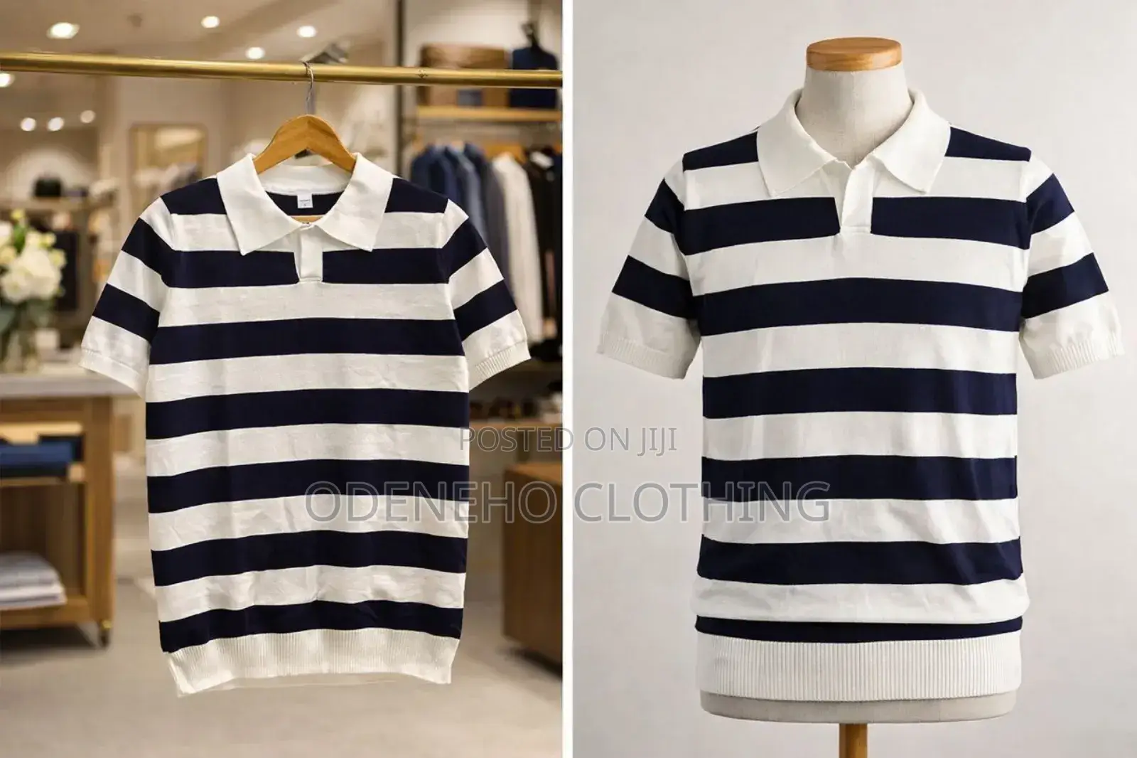 Black and White Knitted Polo