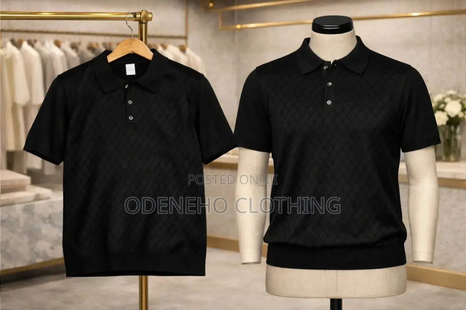 All Black Button Knitted Club T