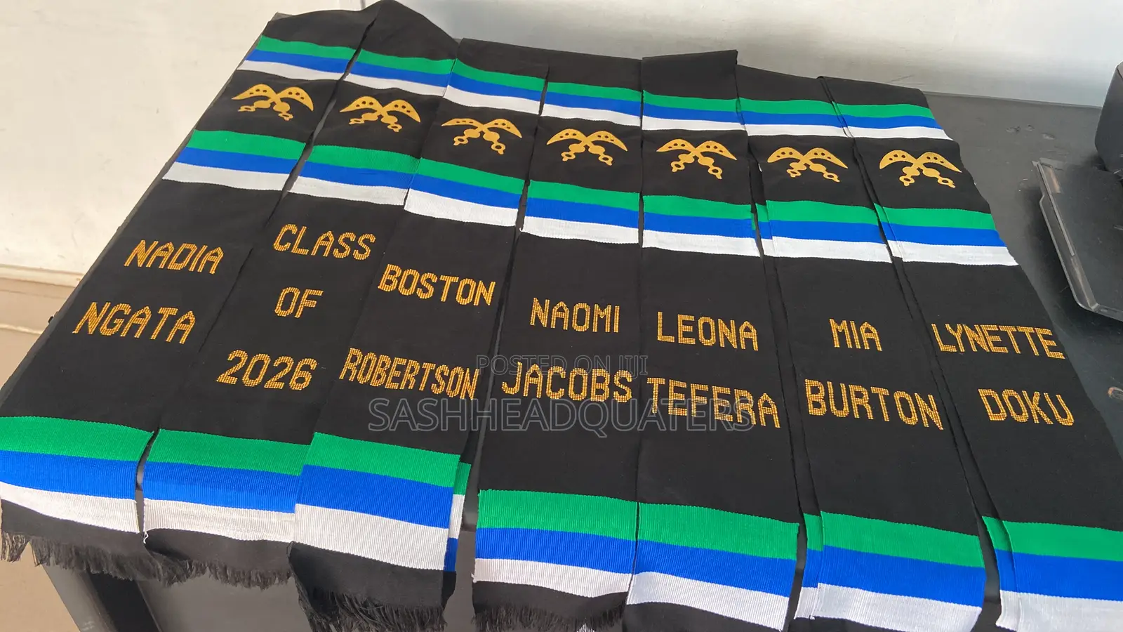 Handwoven Embroidered Sierra Leone Kente Sash