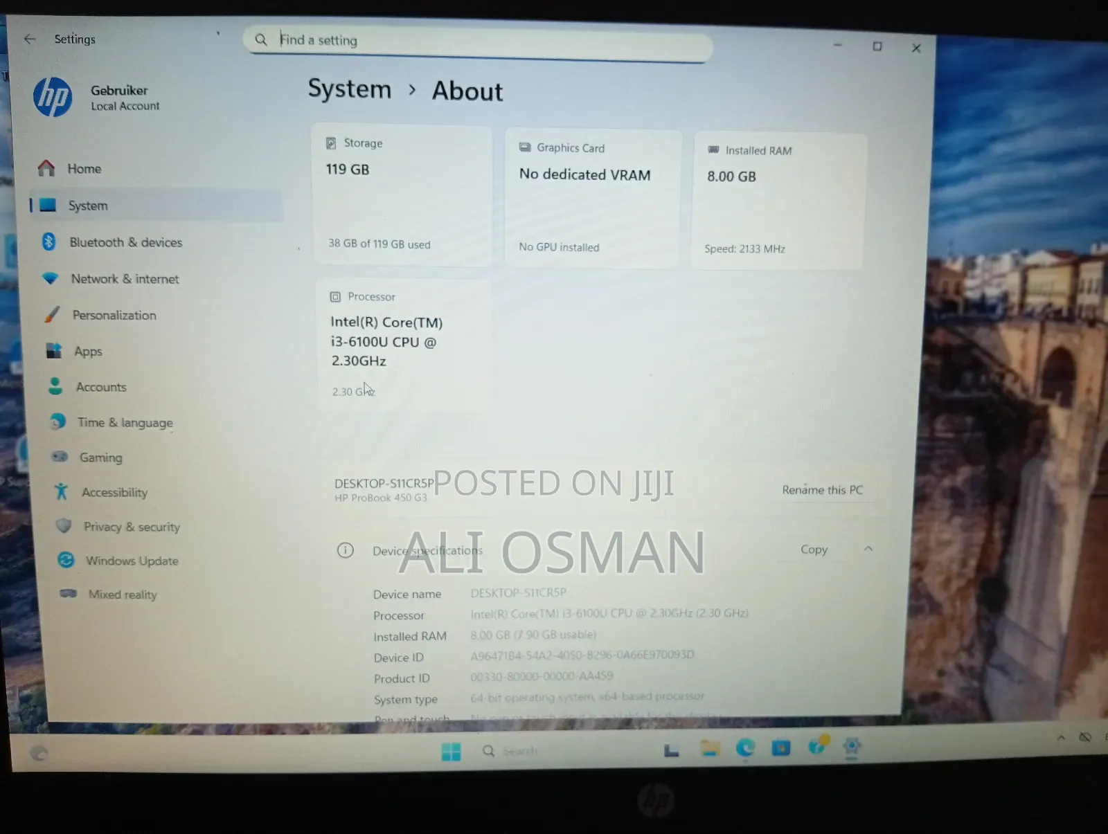 Laptop HP ProBook 450 G3 8GB Intel Core i3 SSHD (Hybrid) 140GB