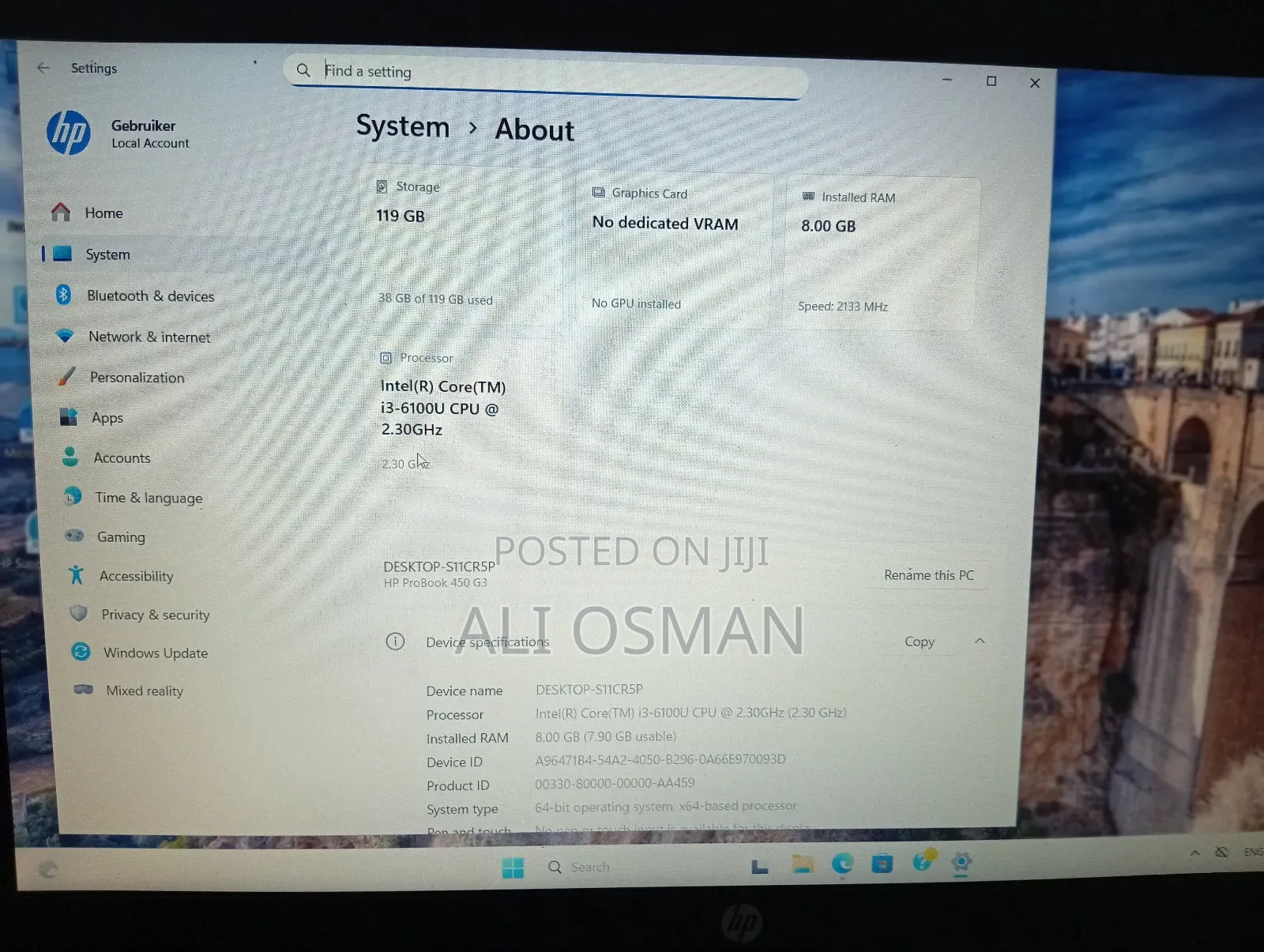 Laptop HP ProBook 450 G3 8GB Intel Core i3 SSHD (Hybrid) 140GB