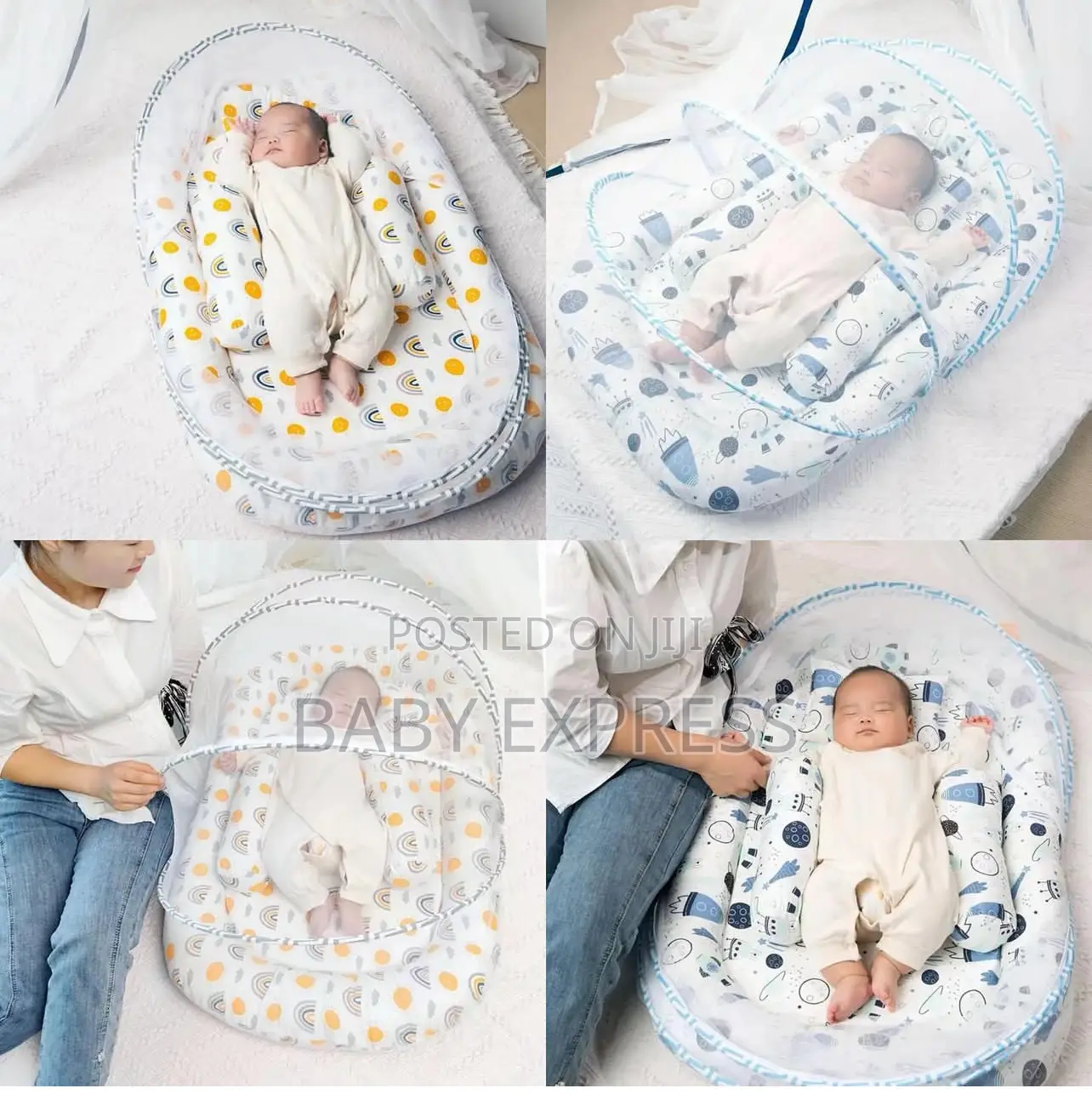 Baby Bed With 3pillows,Cushions, And Mosquito Net