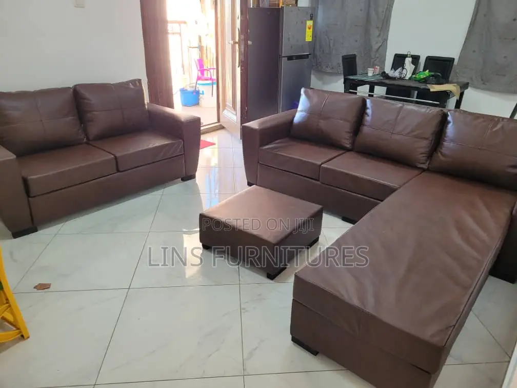 Leather Sofa L -Shape and 2 in 1