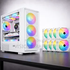 White Color Atx Gaming Case With Full Complete RGB Fans
