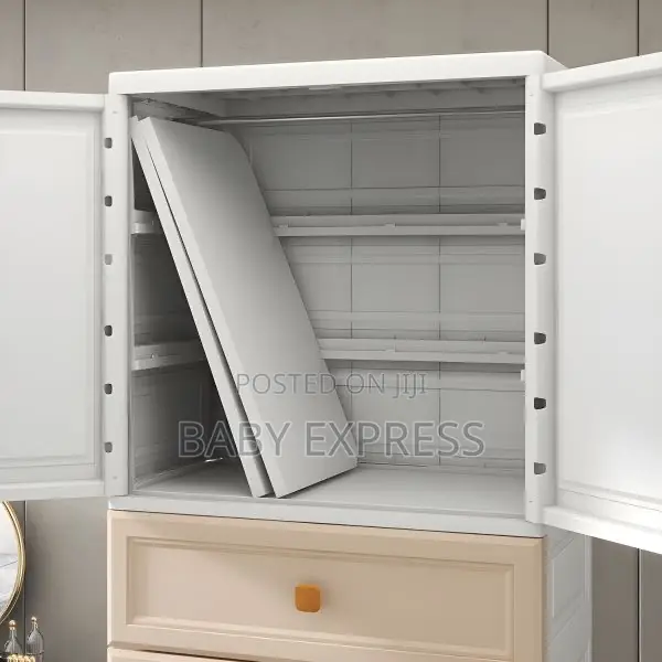Premium Plastic Baby Wardrobe With 4 Drawers Hanging Space