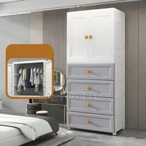 Premium Plastic Baby Wardrobe With 4 Drawers Hanging Space