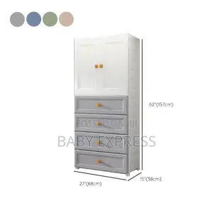 Premium Plastic Baby Wardrobe With 4 Drawers Hanging Space