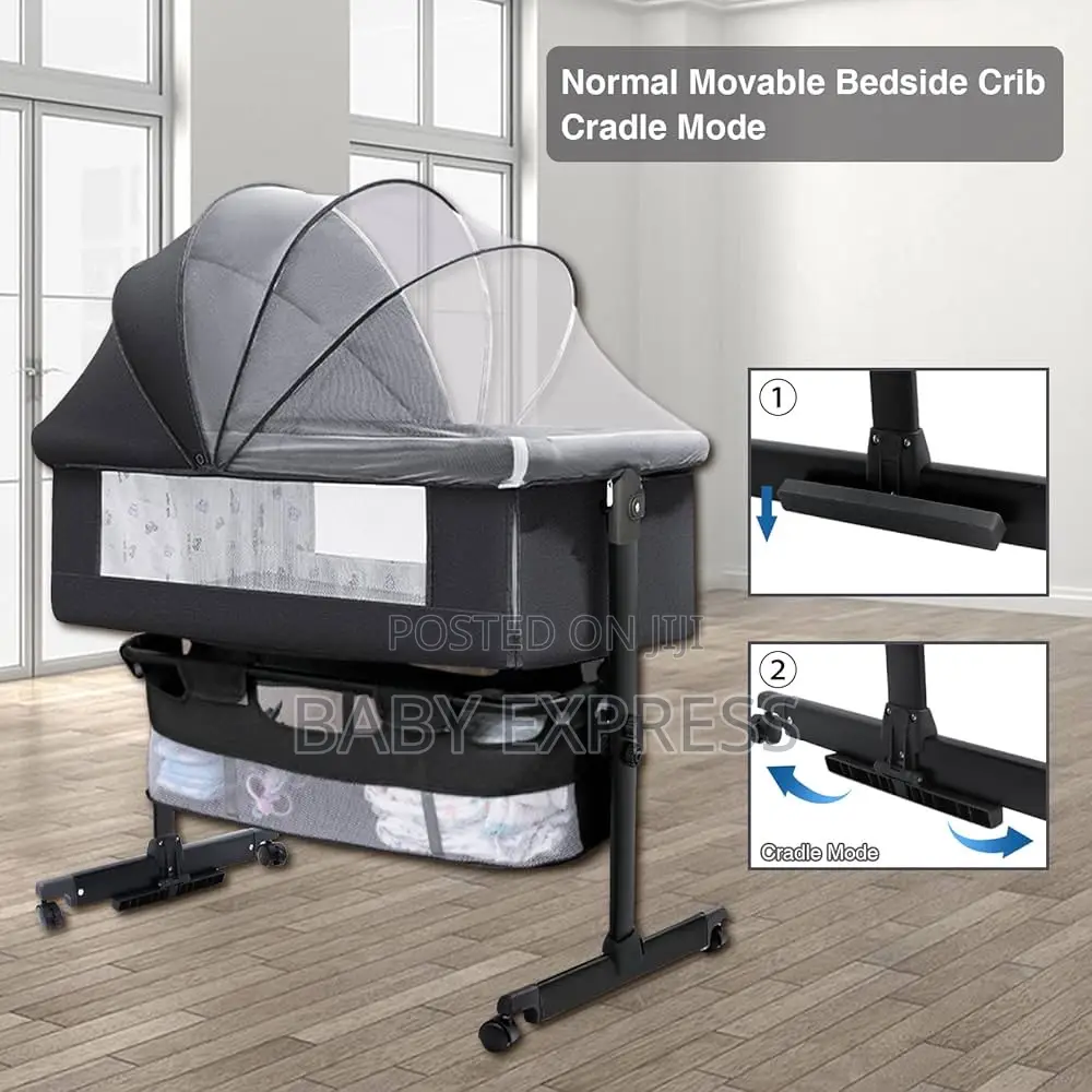 Premium 3-in-1 Baby Foldable Bed Bedside Bassinet With Mattress