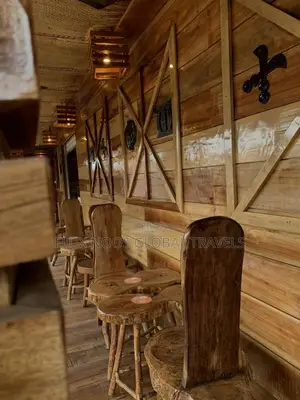 Red Wooden Tables and Chairs