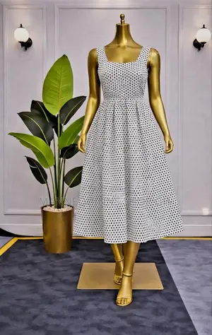 Polka Dot Pleated Dress Available in Sizes .