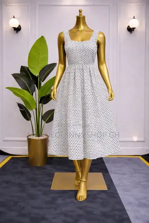 Polka Dot Pleated Dress Available in Sizes .
