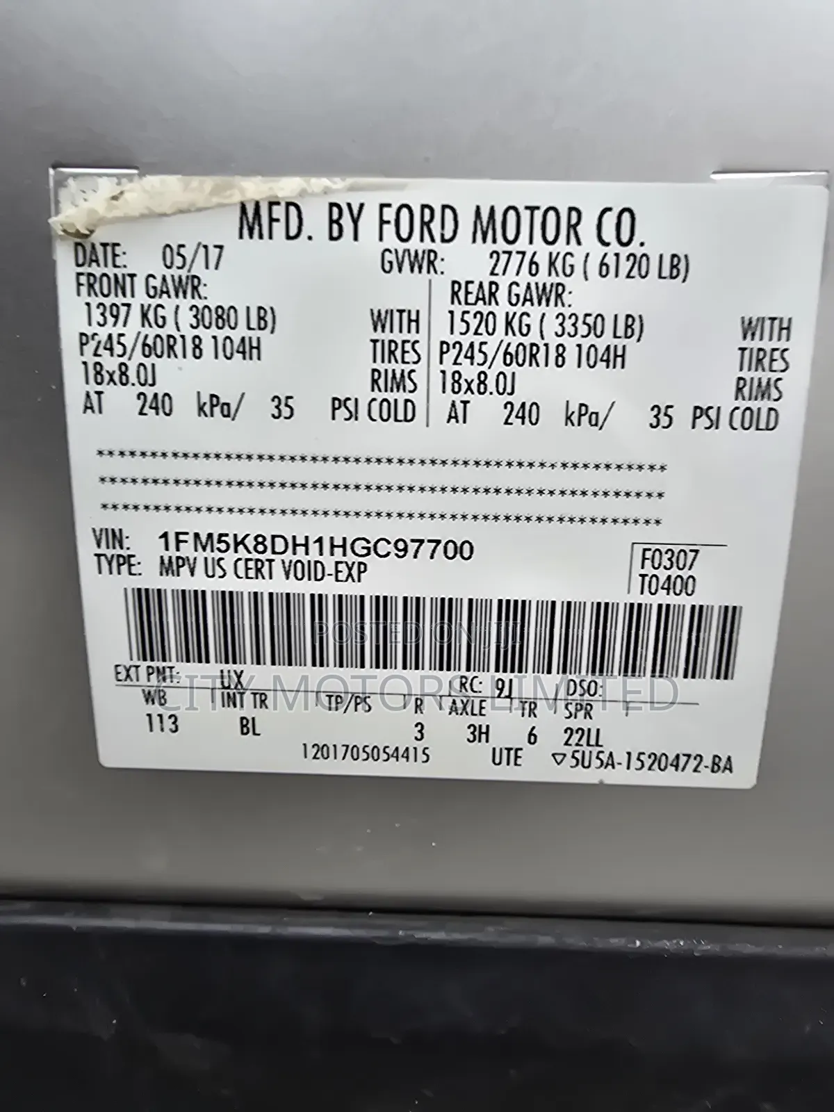Ford Explorer XLT 4dr FWD (2.3L 4cyl 6A) 2017 Silver