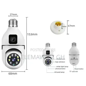 V380 Dual Lens PTZ Bulb Wifi Camera
