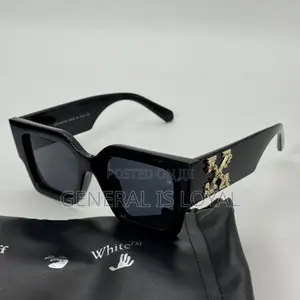 Off-White Catalina Sunglasses in Black With a Gold Logo.
