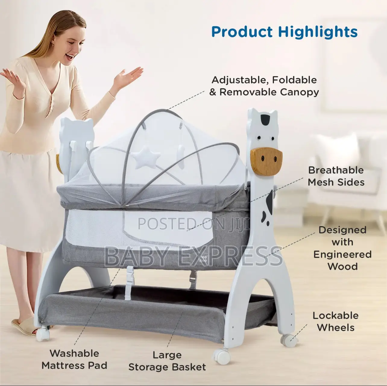Bedside Musical Swinging Cot Uses Battery Electricity Bluetooth